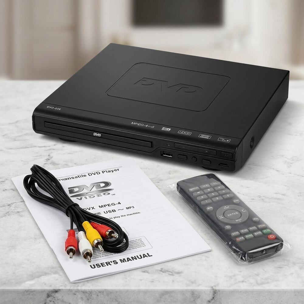 DVD-225 Digital DVD Player USB Input Black Multi-Format CD MP3 RCA Compact